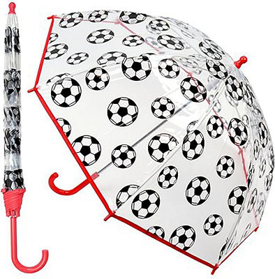 KAV Kids Transparent School Umbrella Boys and Girls - Beautiful, Lightweight Design Dome Parasol (Football)