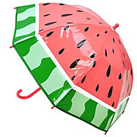 KAV Kids Transparent School Umbrella Boys and Girls - Beautiful, Lightweight Design Dome Parasol for Your Child (Watermelon)