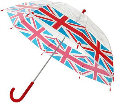 KAV Kids Transparent School Umbrella Boys and Girls - Beautiful, Lightweight Design Dome Parasol (Poe Union Jack)