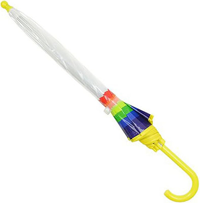 KAV Kids Transparent School Umbrella Boys and Girls - Beautiful, Lightweight Design Dome Parasol (Rainbow Coloured Edge)