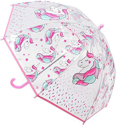 KAV Kids Transparent School Umbrella Boys and Girls - Beautiful, Lightweight Design Dome Parasol (Unicorn)