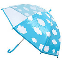 KAV Kids Transparent School Umbrella Boys and Girls - Beautiful, Lightweight Design Parasol for Your Child (Cloud)