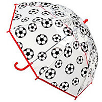 KAV Kids Transparent School Umbrella Boys and Girls - Sweet, Beautiful, Lightweight Design Dome Parasol for Your Child (Football)
