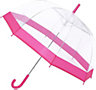 KAV Ladies Transparent Clear Umbrella Brolly assorted Colour Trim - Beautiful, Lightweight Design Dome Parasol for Women (Pink)
