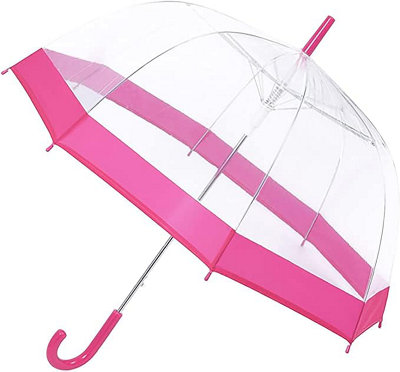 Buy KAV Ladies Transparent Clear Umbrella Brolly assorted Colour Trim ...