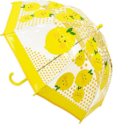 KAV Lemon Kids Transparent School Umbrella for Boys and Girls - Beautiful, Lightweight Design Dome Parasol for Your Child