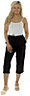 KAV Linen Trousers for Woman Elasticated Casual Pants Flat Front Elastic Back Three Quarters Ladies  Trouser for Ladies (Navy 20)