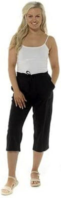 Ladies navy best sale linen trousers