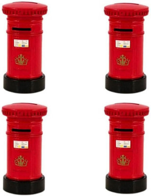 KAV London Souvenir Red Post Money Box - Retro Style Red Die Cast Metal British Phone Booth Piggy Bank - 8cm