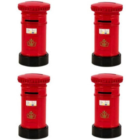 KAV London Souvenir Red Post Money Box - Retro Style Red Die Cast Metal British Phone Booth Piggy Bank - 8cm