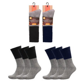 KAV Men's 3 Pack Premium Thick Thermal Socks - Warm Insulated Winter Boot Socks - UK: 7-11 (Grey Pack of 6)