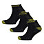 KAV Men's Ultimate Trainer Work Socks - Comfortable, Wicking, Smart, Durable, Black With Yellow Contrast, Size - UK 7-12