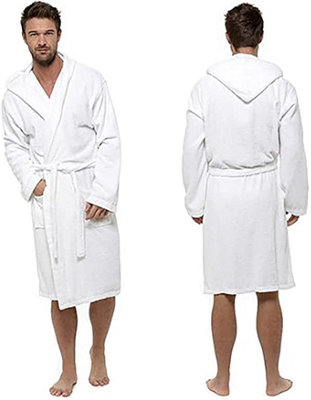 mens white cotton dressing gown Men's White Linen Summer Robe Lightweight  Handmade in Germany