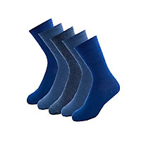 KAV Mens Pack of 5 Daily Use Comfortable and Breathable Classic Casual Socks For Men-Smart Durable Sock UK 7-11 (Blue Pack of 5)