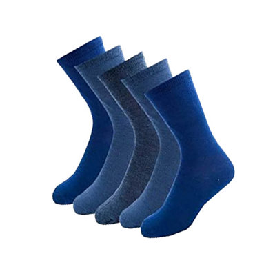 KAV Mens Pack of 5 Daily Use Comfortable and Breathable Classic Casual Socks For Men-Smart Durable Sock UK 7-11 (Blue Pack of 5)