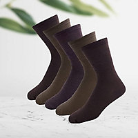 KAV Mens Pack of 5 Daily Use Comfortable and Breathable Classic Casual Socks For Men-Smart Durable Sock UK 7-11 (Brown Pack of 5)