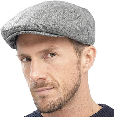 KAV Mens Traditional Flat Cap 1920s Gatsby Newsboy Hat for Men Quilted Polyester Lining Roaring 20s Costume Accessories Grey