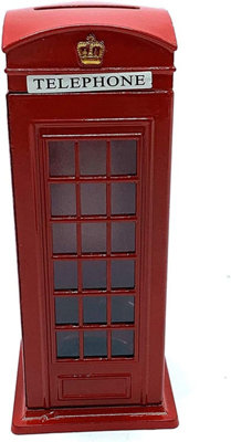 KAV Money Boxes London Telephone Box, Red Die Cast Money Bank British Phone Booth Piggy Bank United Kingdom Coin Saver