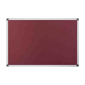 KAV Notice Board Felt - Maya Aluminium Frame Felt Board for Pins or Velcro - Easy Installation Wall Fixing Kit Included - Burgandy