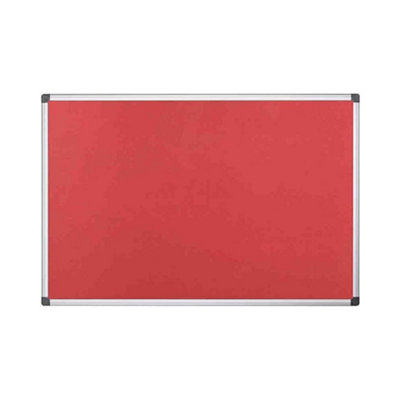 KAV Notice Board Felt - Maya Aluminium Frame Felt Board for Pins or Velcro - Easy Installation Wall Fixing Kit Included -Red