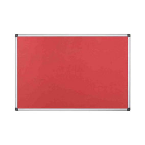 KAV Notice Board Felt - Maya Aluminium Frame Felt Board for Pins or Velcro - Easy Installation Wall Fixing Kit Included -Red