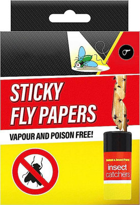 KAV Pack of 16 Sticky Fly Catchers Effective Indoor and Outdoor Fly Trap for Bugs, Flies, Moths - Powerful Sticky Glue Paper Trap