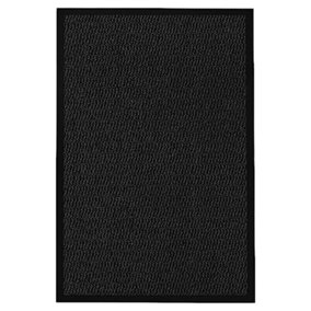 KAV Pack of 2 Door Mat Dirt Trapper for Indoor and Outdoor Non Slip, Floor and Kitchen Doormats Super Absorbent (40 X 60) (Black)