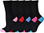 KAV Pack of 5 Pairs Ladies Colour Heel & Toe Socks in Black - Breathable Multipack Socks for Work and Casual Wear