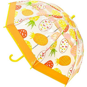 KAV Pineapple Kids Transparent School Umbrella for Boys and Girls - Beautiful, Lightweight Design Dome Parasol