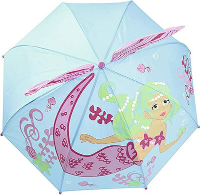 KAV Pink Mermaid Kids Transparent School Umbrella for Boys and Girls - Beautiful, Lightweight Design Dome Parasol