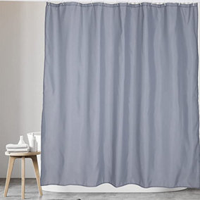 KAV - Polyester fabric Shower Mould and Mildew Resistant Curtain 180 x 180 cm (71 x 71 Inch) Grey  Matching Hooks