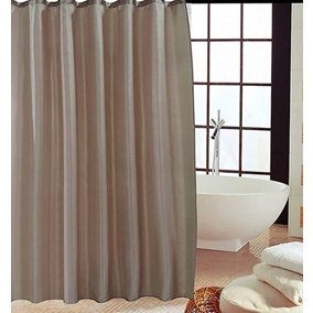 KAV - Polyester fabric Shower Mould and Mildew Resistant Curtain 180 x 180 cm (71 x 71 Inch) Latte Matching Hooks