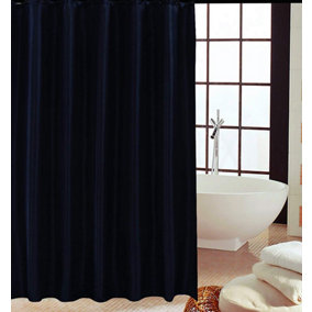 KAV - Polyester fabric Shower Mould and Mildew Resistant Curtain 180 x 220 cm (71 x 88 Inch) Black  Matching Hooks
