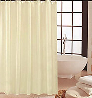 KAV - Polyester fabric Shower Mould and Mildew Resistant Curtain 180 x 220 cm (71 x 88 Inch) Cream Matching Hooks