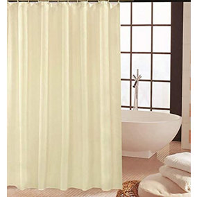 KAV - Polyester fabric Shower Mould and Mildew Resistant Curtain 180 x 220 cm (71 x 88 Inch) Cream Matching Hooks