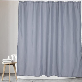 KAV Polyester Fabric Shower Mould and Mildew Resistant Curtain with Metal Button Hole Bathroom Accessories-Grey 180x180cm