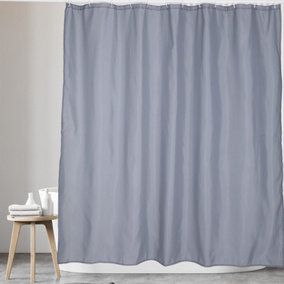 KAV Polyester Fabric Shower Mould and Mildew Resistant Curtain with Metal Button Hole Bathroom Accessories-Grey 180x220cm