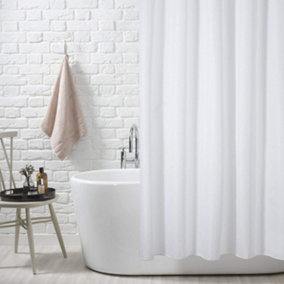 KAV Polyester Mould-Proof Mildew Resistant White Shower Curtain Liner- Rapid Drying, Perfect for Any Bathroom Décor 180x180cm