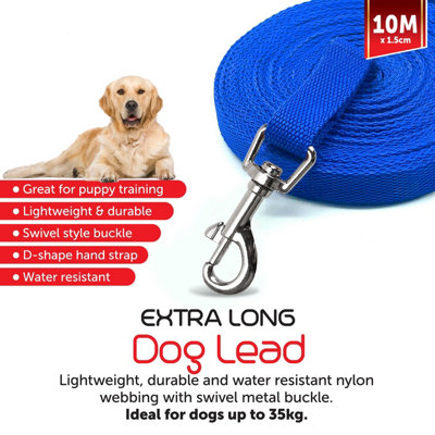 KAV Premium 10m x 1.5cm Dog Training Lead for Puppy Training - Lightweight, Durable, Waterproof Nylon Material for Dogs up to 35kg