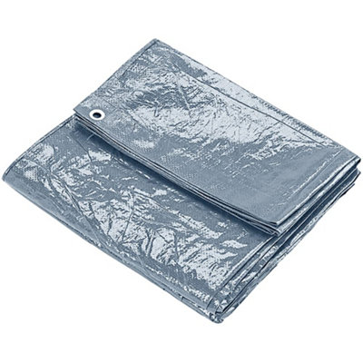 KAV Premium Tarpaulin Waterproof Heavy Duty Tarp with Eyelets Ground Sheet in Grey for Garden, Picnics, Camping, Fishing (4x6FT)