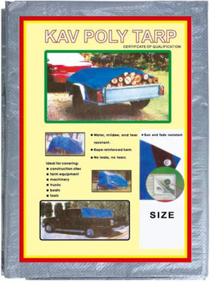 KAV Premium Tarpaulin Waterproof Heavy Duty Tarp with Eyelets Ground Sheet in Grey for Garden, Picnics, Camping, Fishing (6x9FT)