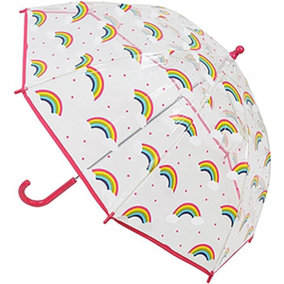 KAV Rainbow Kids Transparent School Umbrella for Boys and Girls - Beautiful, Lightweight Design Dome Parasol
