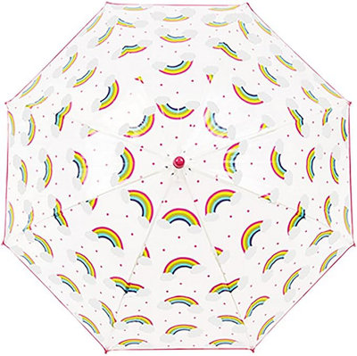 KAV Rainbow Kids Transparent School Umbrella for Boys and Girls - Beautiful, Lightweight Design Dome Parasol