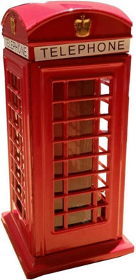 KAV Red Phone Booth Money Box Bank Souvenir - Die Cast Zinc London Souvenir with Union Jack, High Quality Collectible