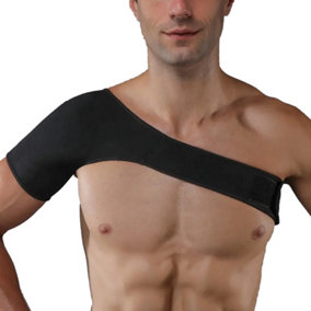 KAV Shoulder Brace - Neoprene Material, Adjustable and Comfortable Pain Relief, One Size Fits All, SGS Certified, Black Colour