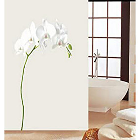 KAV Shower Curtain Bath Curtain Mould Mildew Resistant Water Repellent for Bathroom Solid White, 180x180cm (White Jasmine Flower)