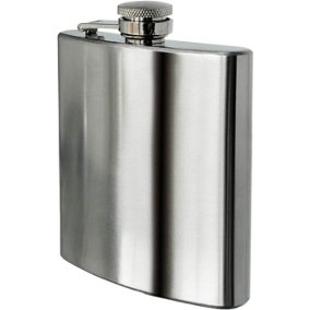 KAV Stainless Steel Hip Flask Leak Proof and Portable Pocket Hip with a Safety Hinged Screw Cap Suitable for Travel - 8oz, Silver