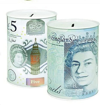 KAV Sterling Money Tin - Piggy Bank, Coin, Cash Money Box- Cylindrical Shape, Multicolour(15 cm x 10 cm)(Set of 2)