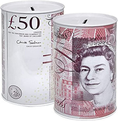 KAV Sterling Money Tin - Piggy Bank, Coin, Cash Money Box- Cylindrical Shape, Multicolour(15 cm x 10 cm)(Set of 2)