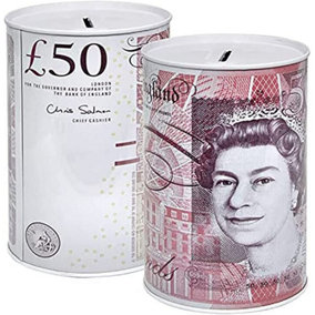 KAV Sterling Money Tin - Piggy Bank, Coin, Cash Money Box- Cylindrical Shape, Multicolour(15 cm x 10 cm)(Set of 2)